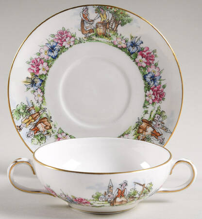 Evangeline's Arcadian Gardens Cream Soup Bowl & Saucer Set