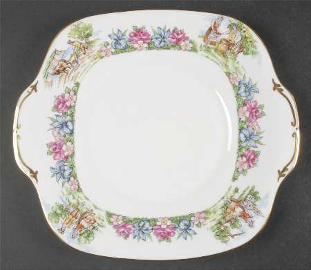 Evangeline's Arcadian Gardens Square Handled Cake Plate