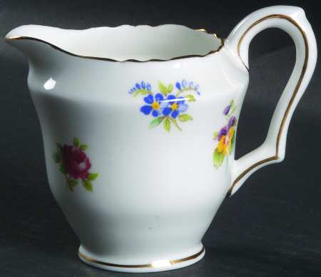Floral Bouquet (Scalloped, Gold Trim) Mini Creamer
