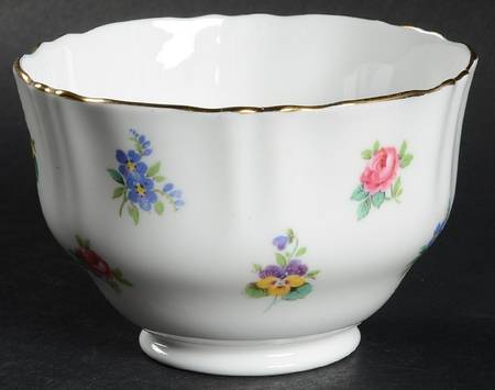 Floral Bouquet (Scalloped, Gold Trim) Open Sugar Bowl
