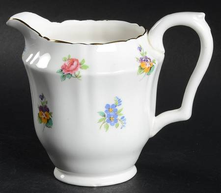 Floral Bouquet (Scalloped, Gold Trim) Creamer