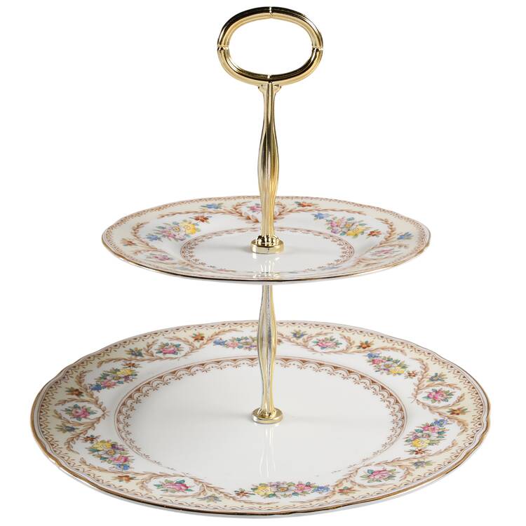 F15744 6 5/8"-10"  2 Tiered Serving Tray (Dp, Sp) HC