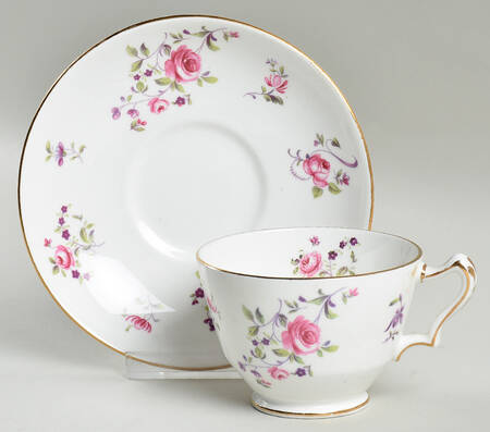 English Rosebud Footed Cup & Saucer Set