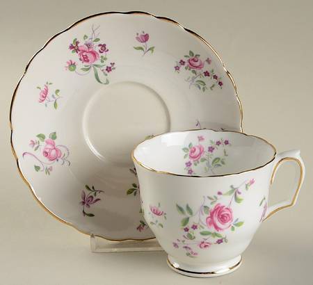 English Rosebud Footed Cup & Saucer Set