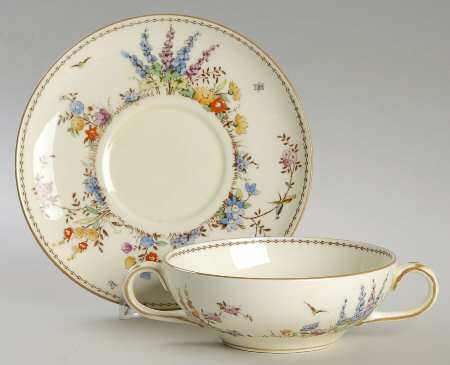 Flower Garden Flat Cream Soup Bowl & Saucer Set