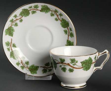 Green Vine Footed Cup & Saucer Set
