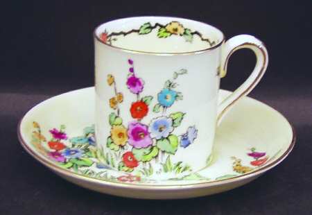 Hollyhock Flat Demitasse Cup & Saucer Set