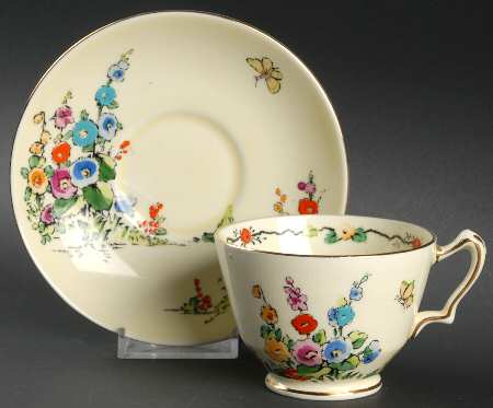 Hollyhock Footed Cup & Saucer Set