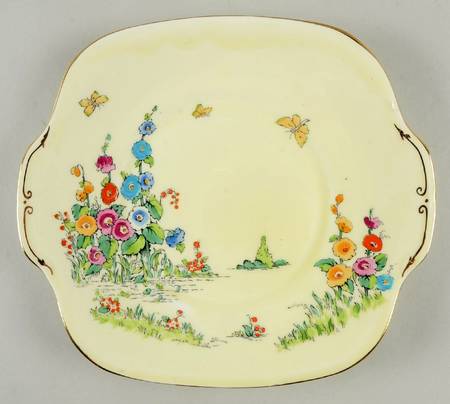 Hollyhock Square Cake Plate