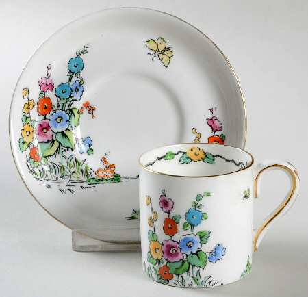 Hollyhock Flat Demitasse Cup & Saucer Set