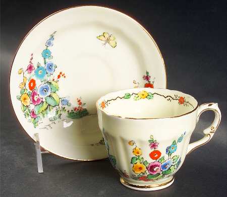 Hollyhock Footed Cup & Saucer Set