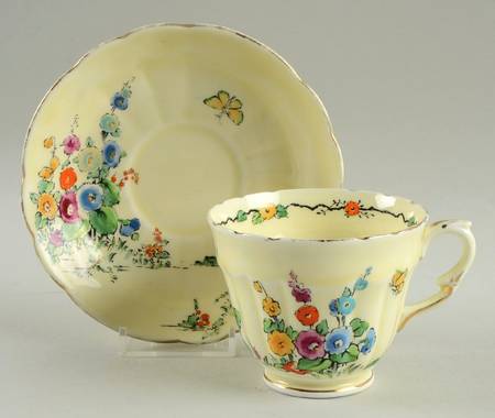 Hollyhock Footed Cup & Saucer Set
