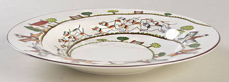 Hunting Scene Large Rim Soup Bowl