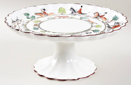 Hunting Scene Round Compote (Height X Width)