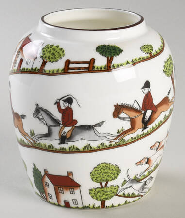 Hunting Scene 4" Ginger Jar No Lid