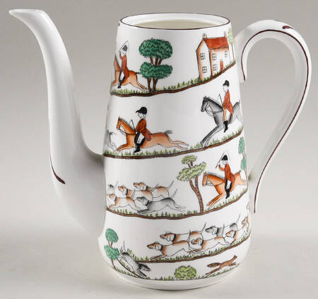 Hunting Scene Coffee Pot No Lid