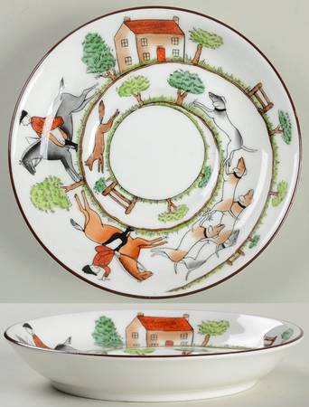 Hunting Scene Saucer for Flat Demitasse Cup