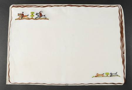 Hunting Scene Embroidered Cloth Placemat