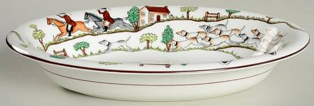 Hunting Scene 10" Oval Vegetable Bowl