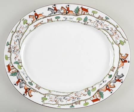 Hunting Scene 15" Oval Serving Platter