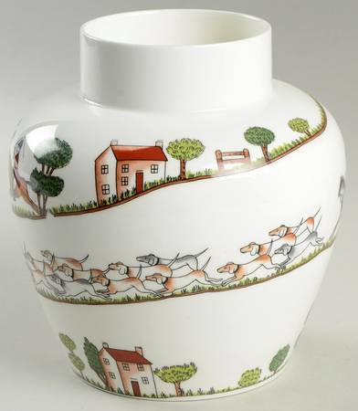 Hunting Scene Large Ginger Jar No Lid