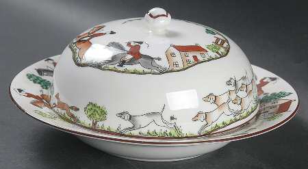 Hunting Scene Round Covered Butter