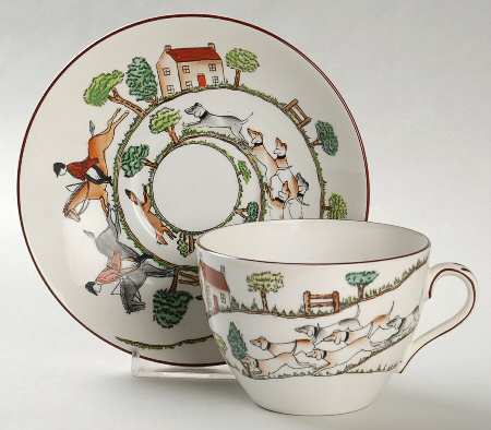 Hunting Scene Oversized Cup & Saucer Set