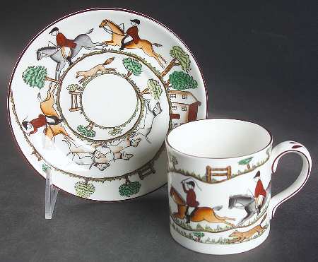 Hunting Scene Flat Cup & Saucer Set