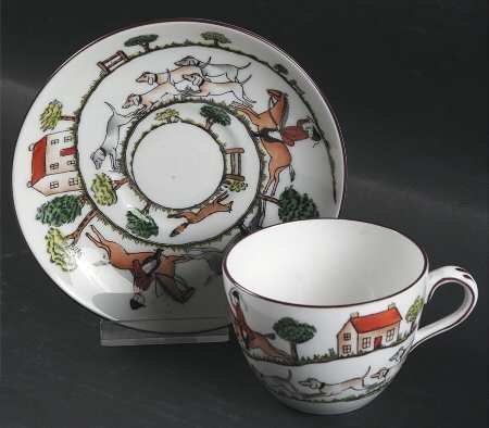 Hunting Scene Flat Cup & Saucer Set