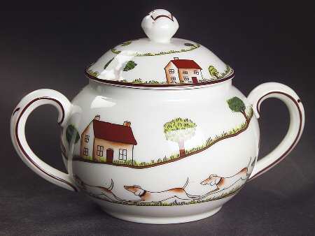 Hunting Scene Sugar Bowl & Lid