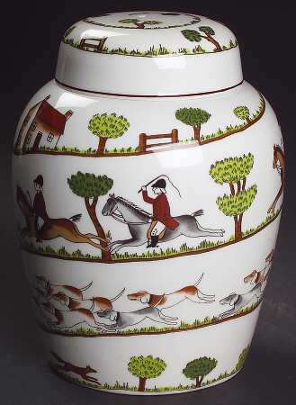 Hunting Scene Medium Ginger Jar & Lid