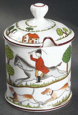 Hunting Scene Mustard Jar & Lid