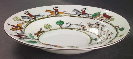 Hunting Scene Rim Soup Bowl