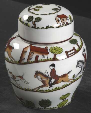 Hunting Scene 3" Ginger Jar & Lid