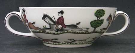 Hunting Scene Flat Cream Soup Bowl