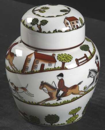 Hunting Scene Large Ginger Jar & Lid