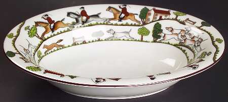 Hunting Scene 9" Oval Vegetable Bowl