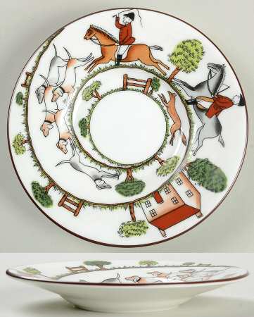 Hunting Scene Saucer for Flat Demitasse Cup
