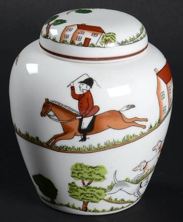 Hunting Scene Small Ginger Jar & Lid