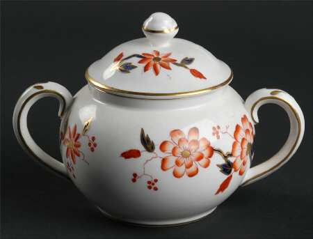 Imari Coral Sugar Bowl & Lid