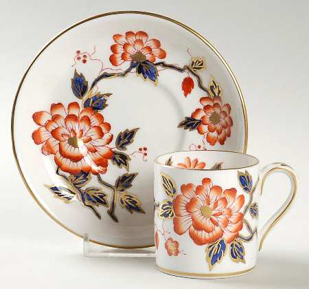 Imari Coral Flat Demitasse Cup & Saucer Set