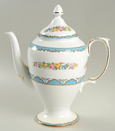 Lyric Tunis Blue (Embossed Line Rim) Coffee Pot & Lid