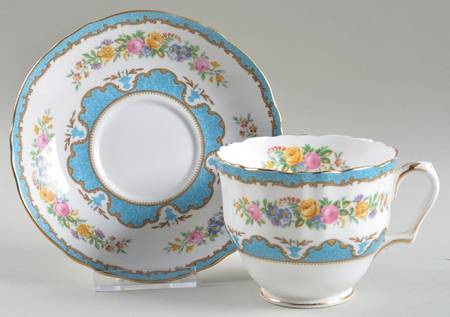 Lyric Tunis Blue (Embossed Line Rim) Oversized Cup & Saucer Set