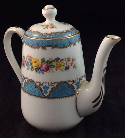 Lyric Tunis Blue (Embossed Line Rim) Individual Coffee Pot & Lid