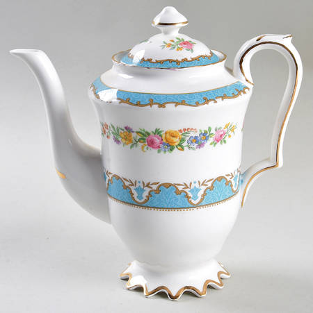 Lyric Tunis Blue (Embossed Line Rim) Mini Coffee Pot & Lid