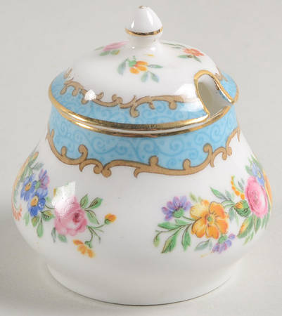 Lyric Tunis Blue (Embossed Line Rim) Mustard Jar & Lid