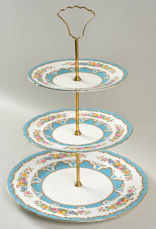 Lyric Tunis Blue (Embossed Line Rim) 3-Tiered Serving Tray (DP, SP, BB)