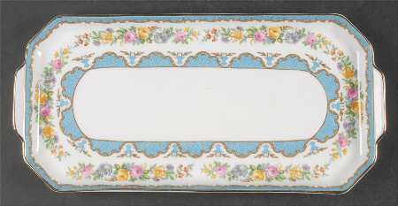 Lyric Tunis Blue (Embossed Line Rim) Large Sandwich Tray