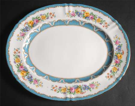 Lyric Tunis Blue (Embossed Line Rim) 11" Oval Serving Platter