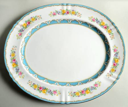 Lyric Tunis Blue (Embossed Line Rim) 13" Oval Serving Platter
